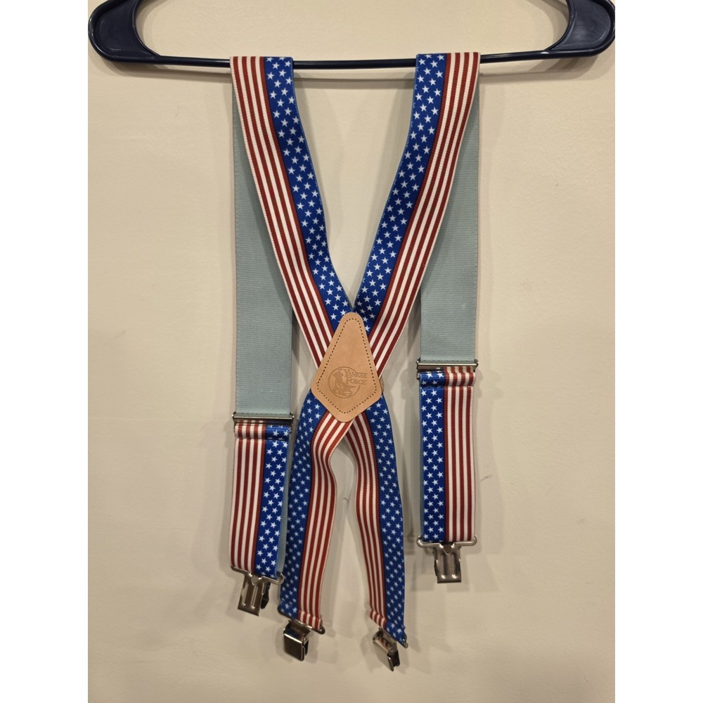 Yankee Forge Suspenders 2 Inch Wide American Flag Patriotic Theme 48"